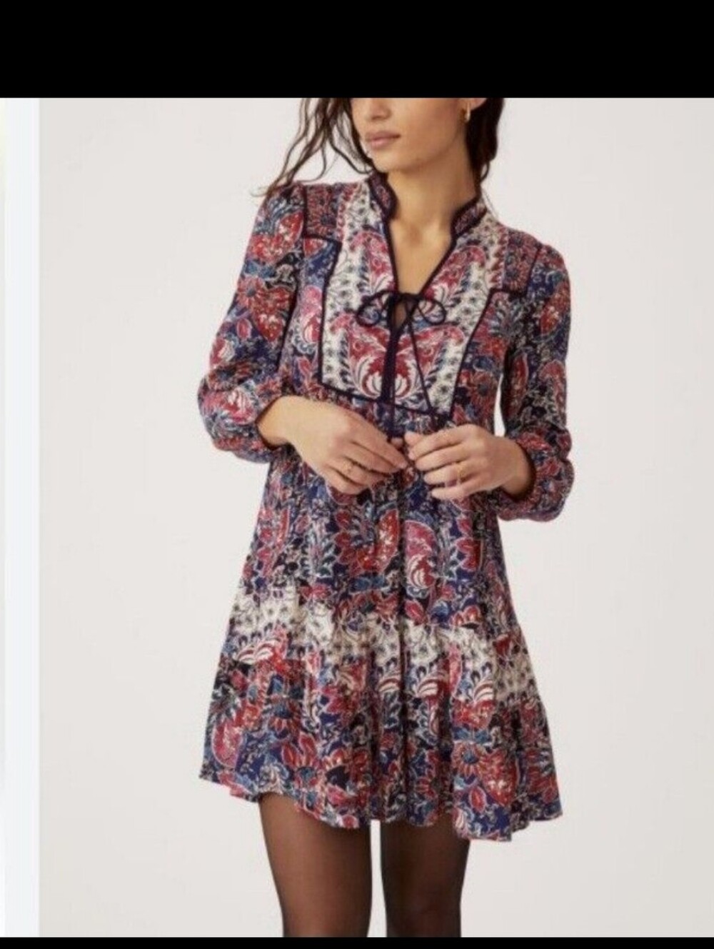 Anthropologie Paisley Tunic in Navy, Red & Cream